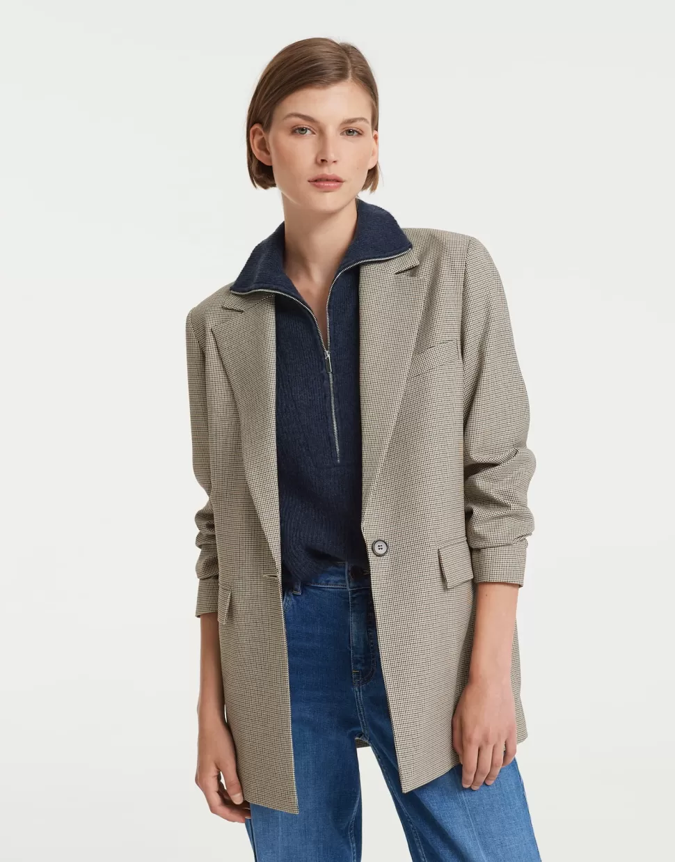 OPUS Fashion Blazer Vesten | Blazer Jimeni Check Nutmeg