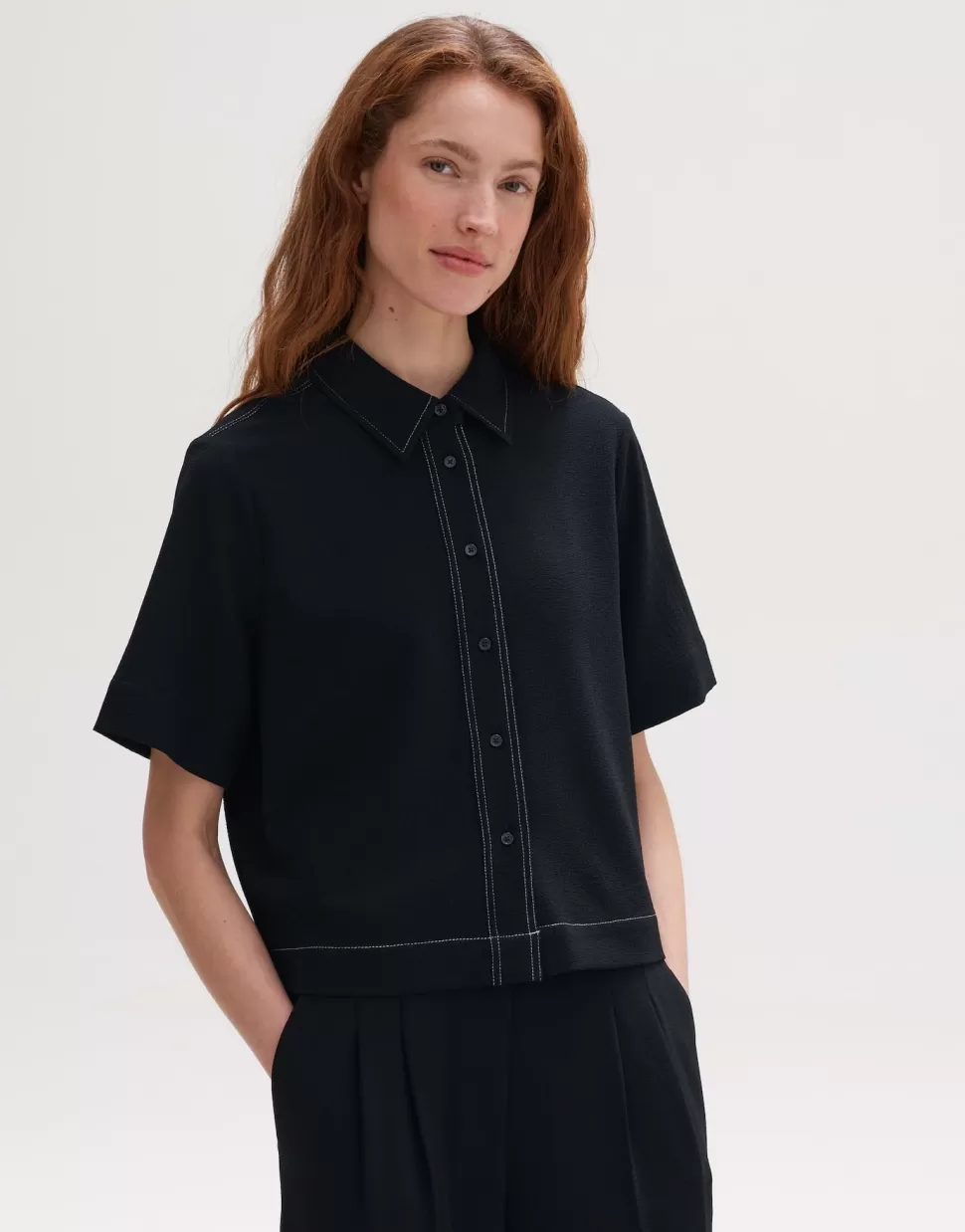 OPUS Fashion Blouses | Blouse Met Korte Mouwen Femsa Black