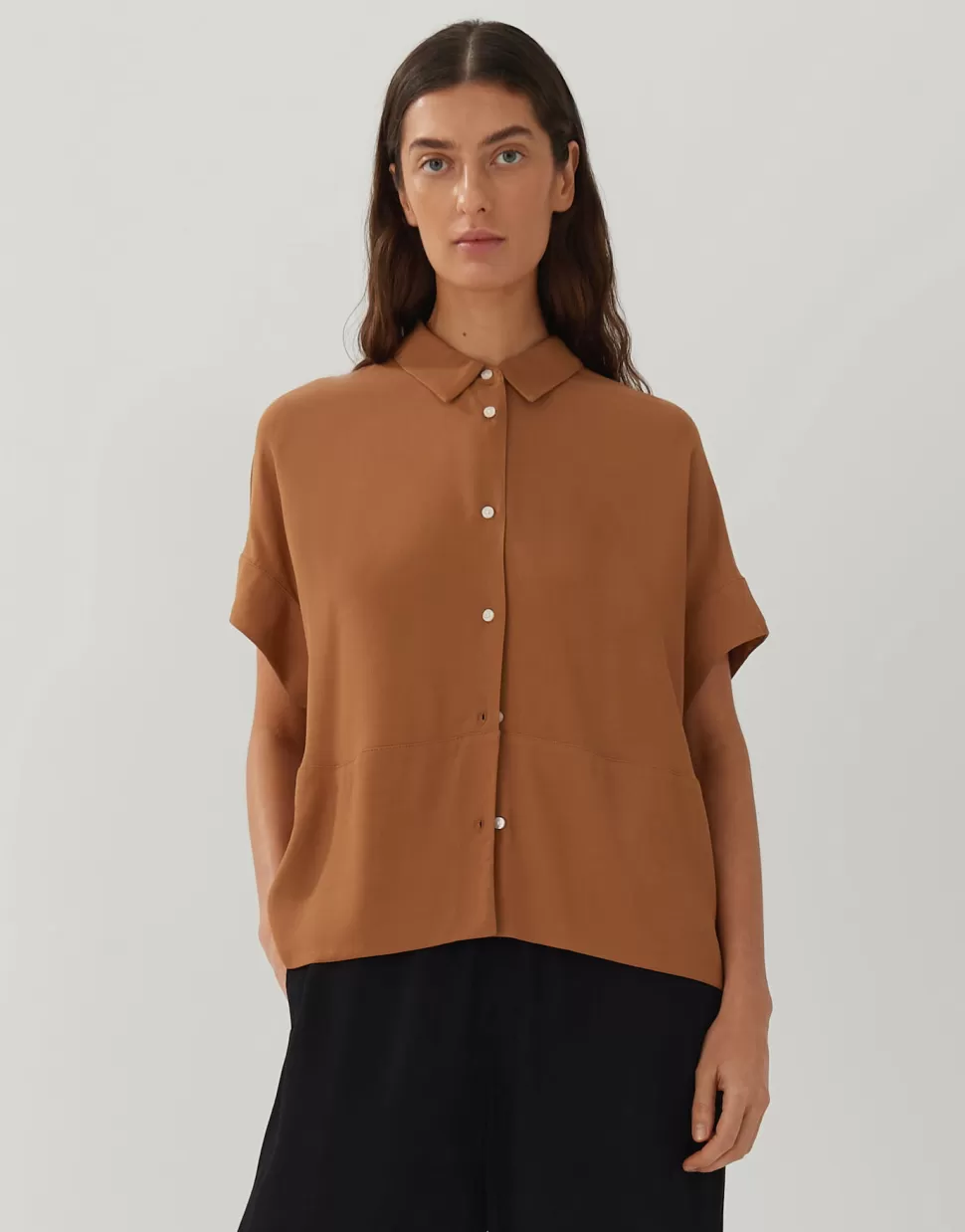 Someday Blouses | Blouse Met Korte Mouwen Zarko Brown Hazel