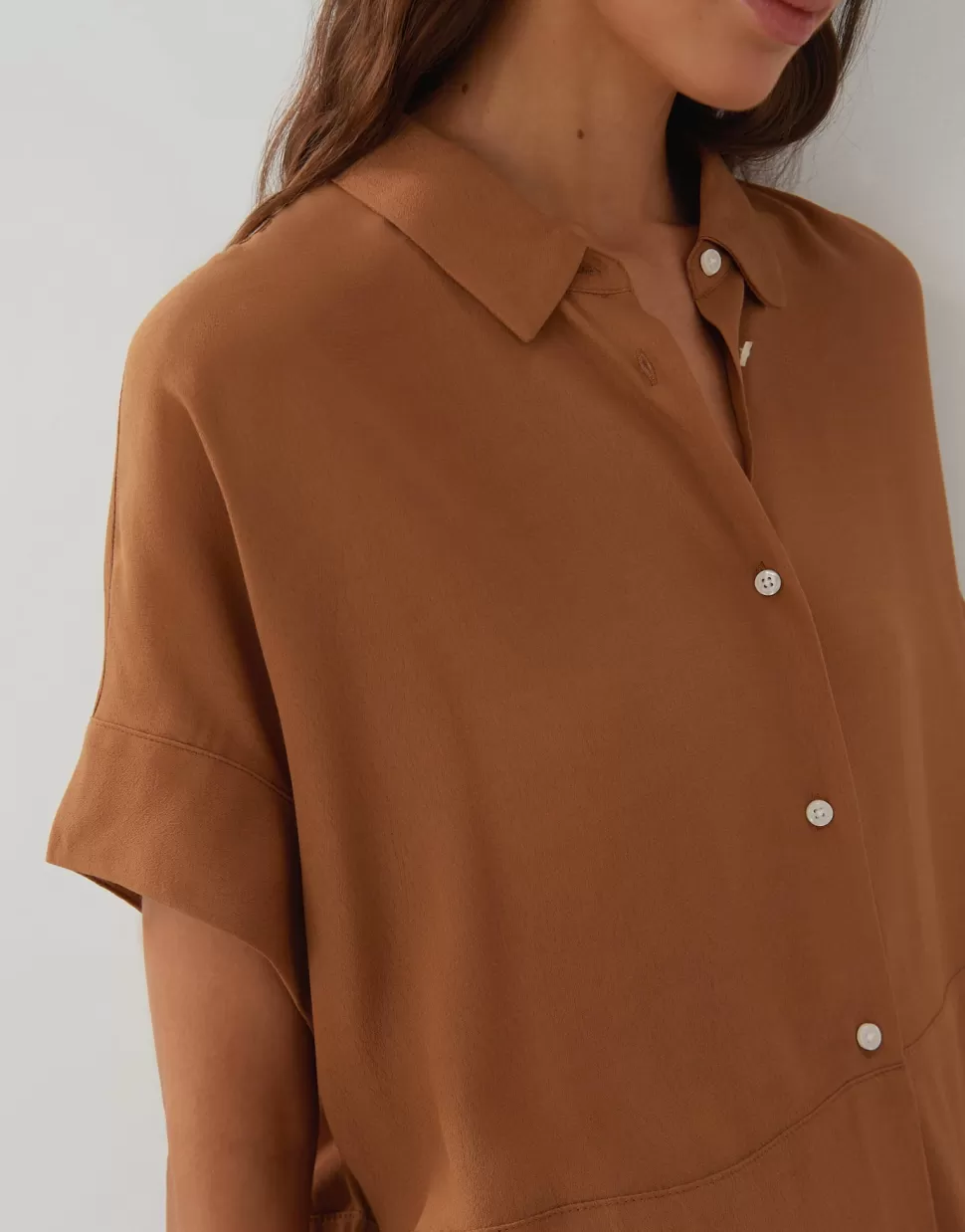 Someday Blouses | Blouse Met Korte Mouwen Zarko Brown Hazel