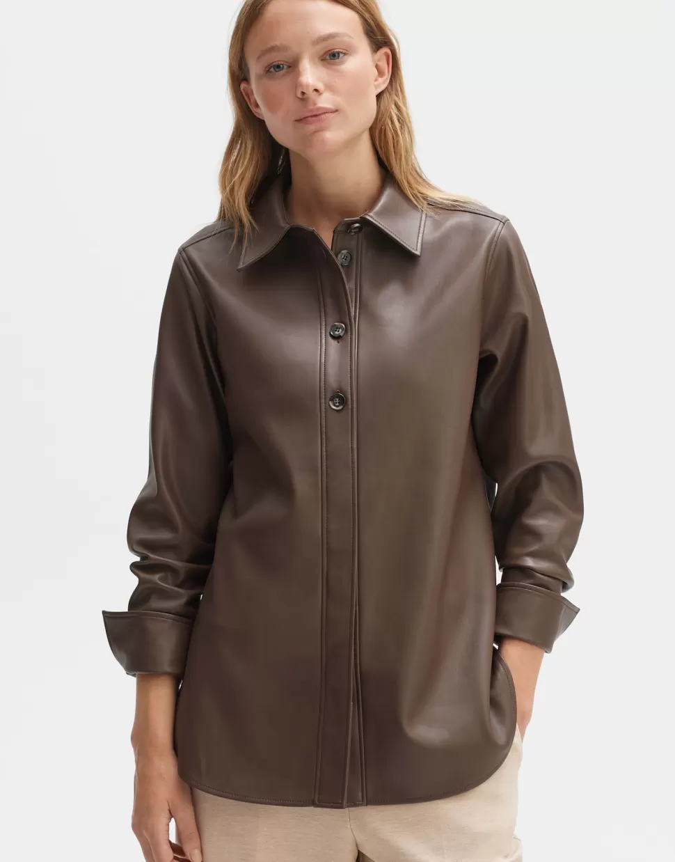 OPUS Fashion Blouses | Blouse Met Lange Mouwen Faboli Sandalwood