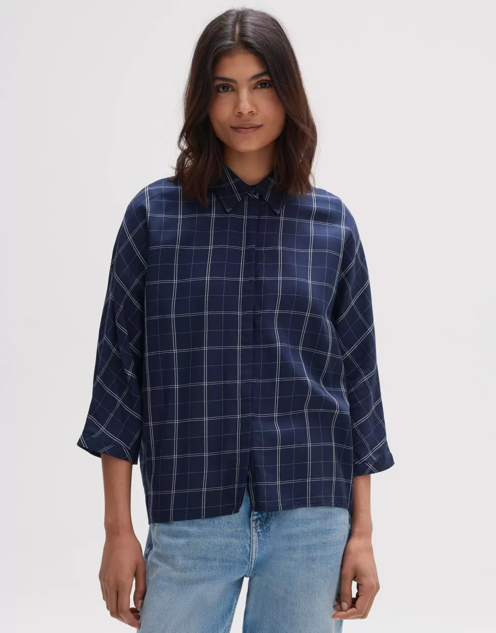 OPUS Fashion Blouses | Blouse Met Lange Mouwen Fudo Modern Coal Blue