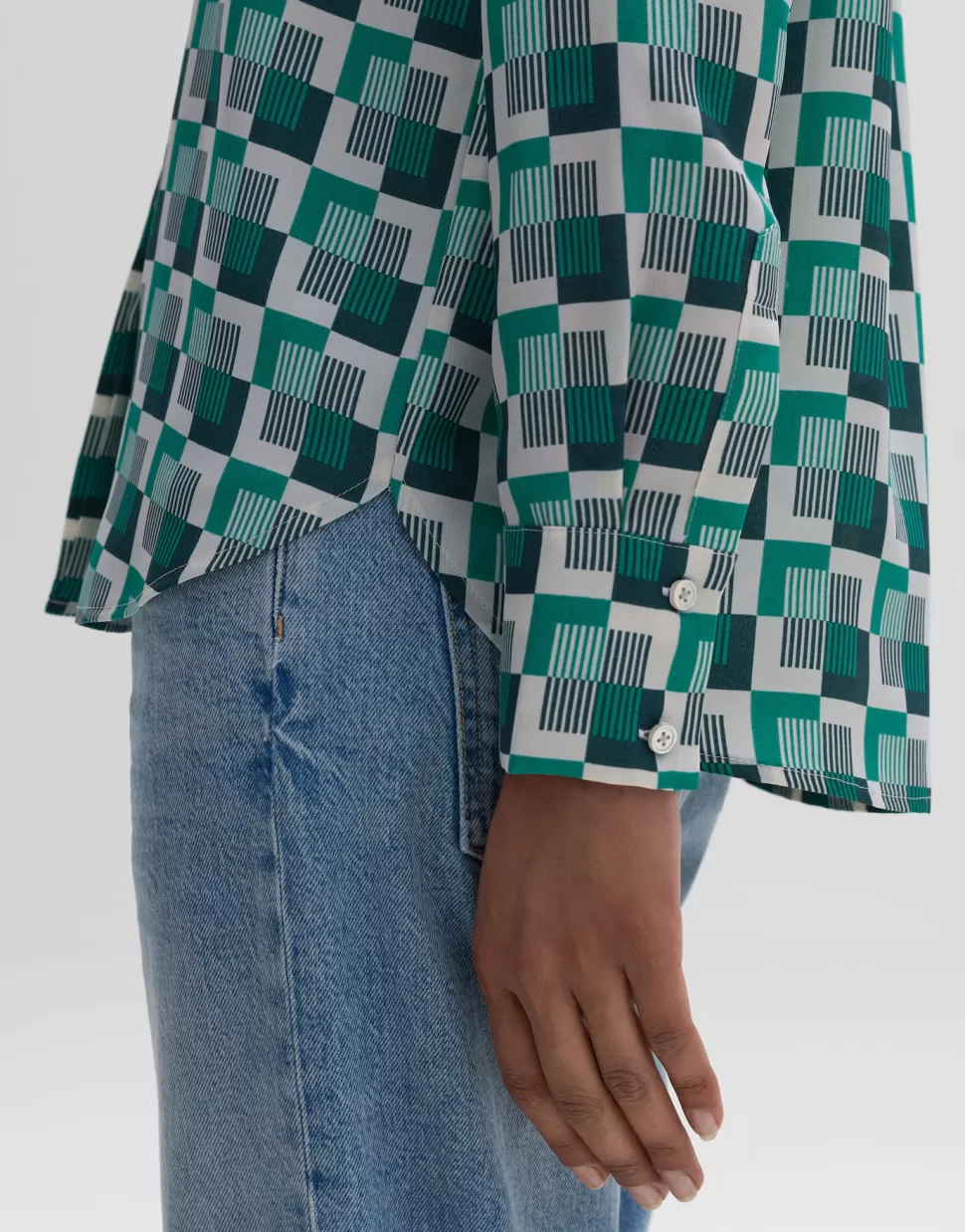 OPUS Fashion Blouses | Blouse Met Print Falkine Retro Deep Teal