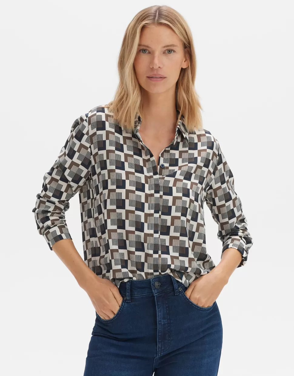 OPUS Fashion Blouses | Blouse Met Print Falkine Retro Coal Blue