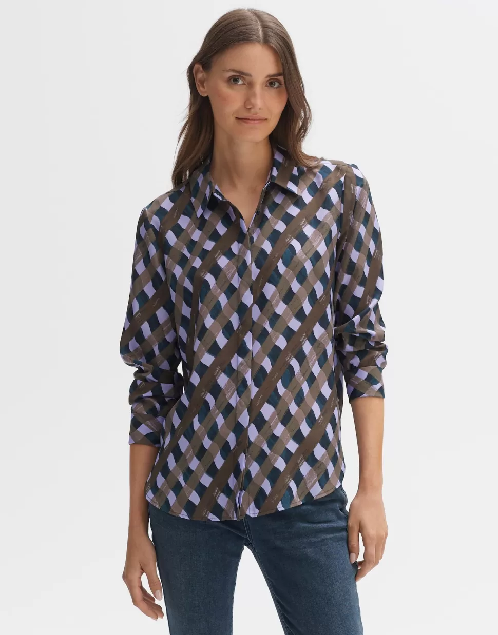 OPUS Fashion Blouses | Blouse Met Print Falkine Splendid Coal Blue