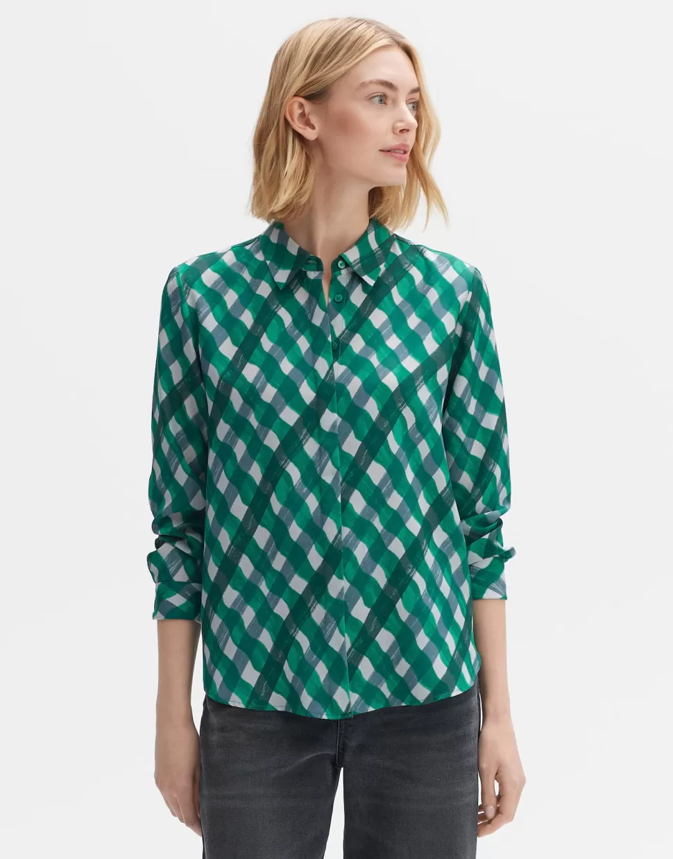 OPUS Fashion Blouses | Blouse Met Print Falkine Splendid Pepper Green