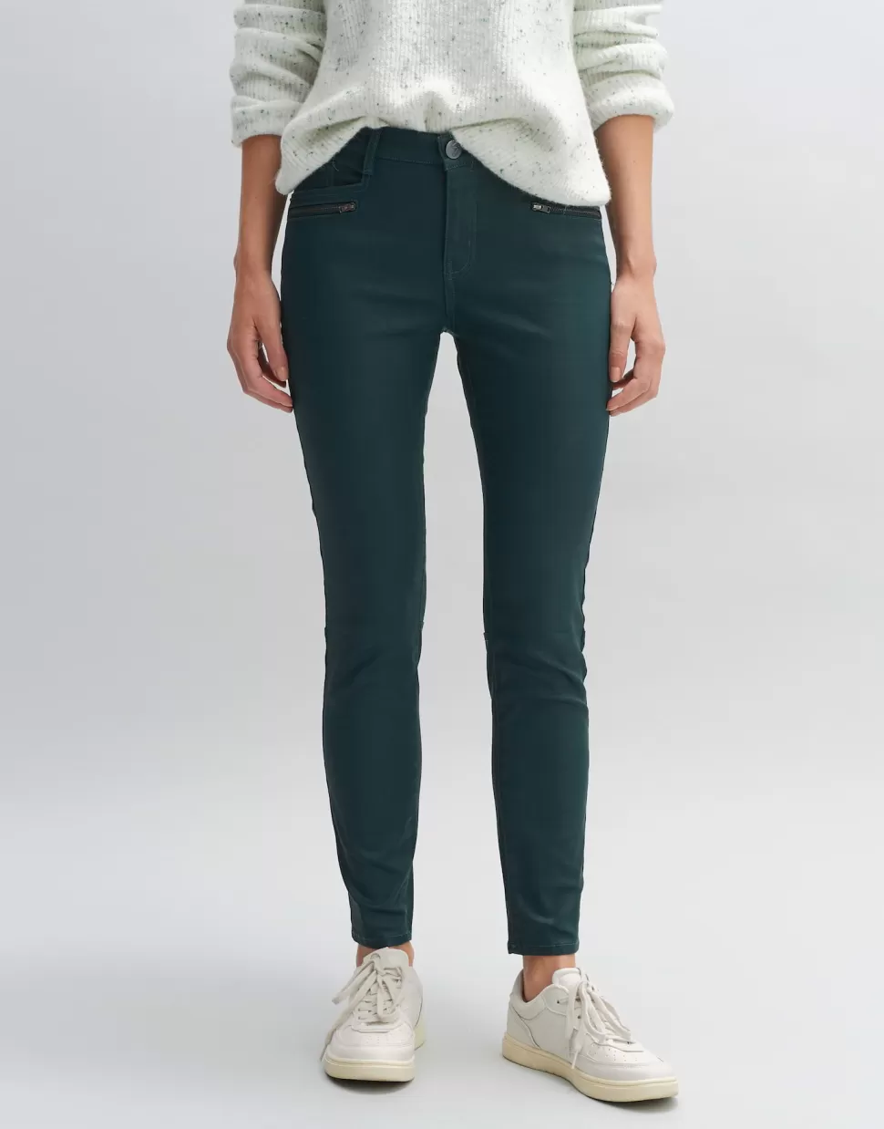 OPUS Fashion Broeken | Coated Jeans Evita Reloaded Deep Teal