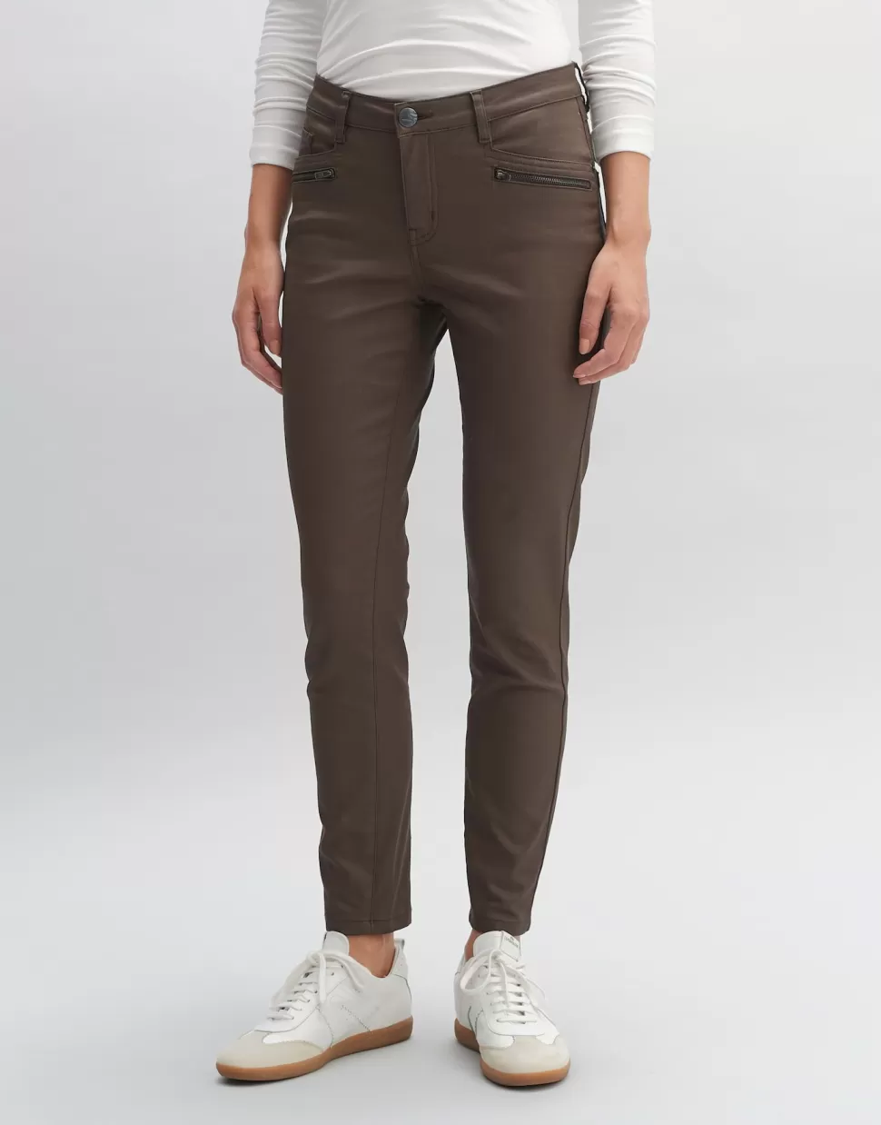 OPUS Fashion Broeken | Coated Jeans Evita Reloaded Sandalwood