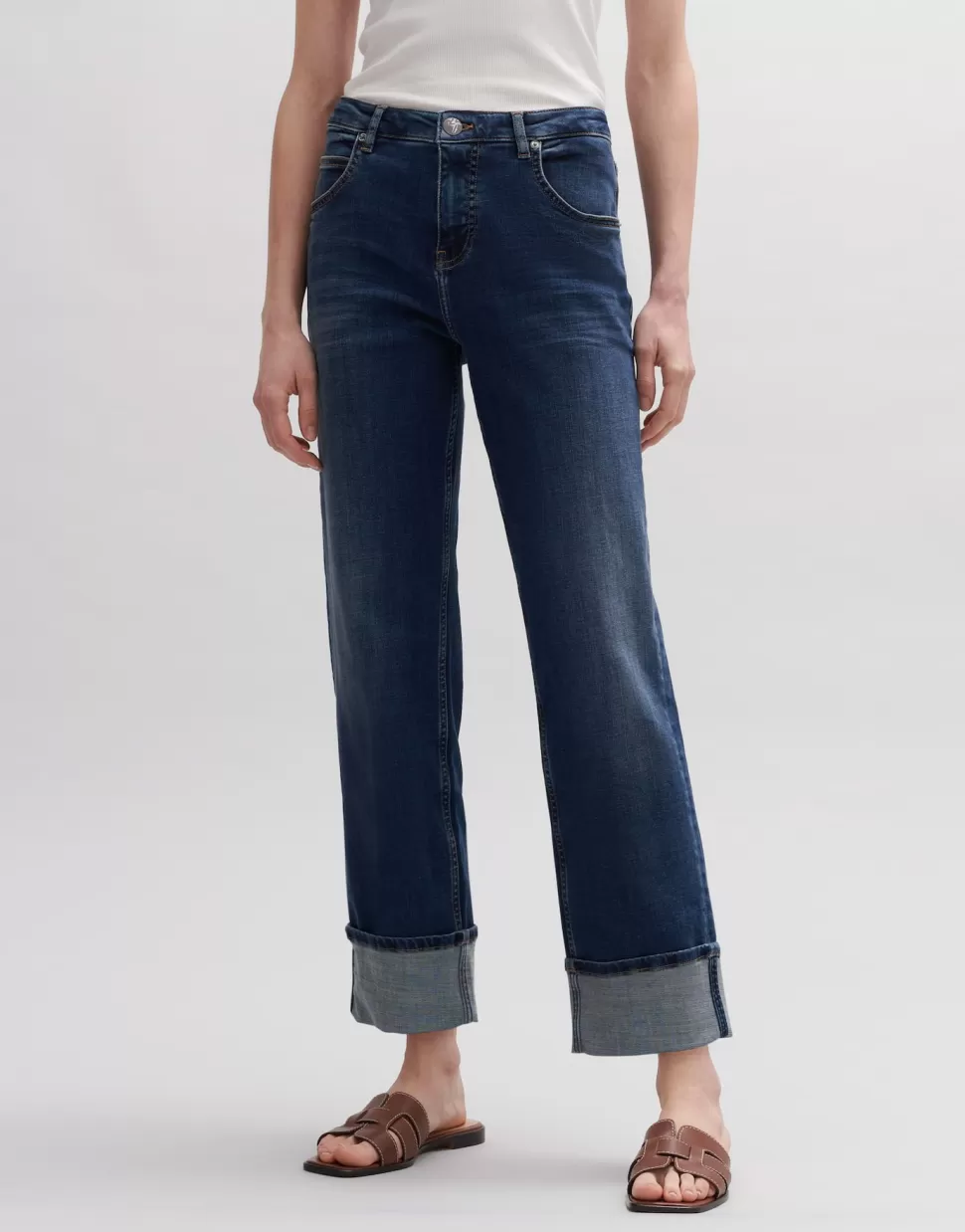 OPUS Fashion Jeans | Cropped Straight Jeans Malvi Authentic Dark Ocean Blue