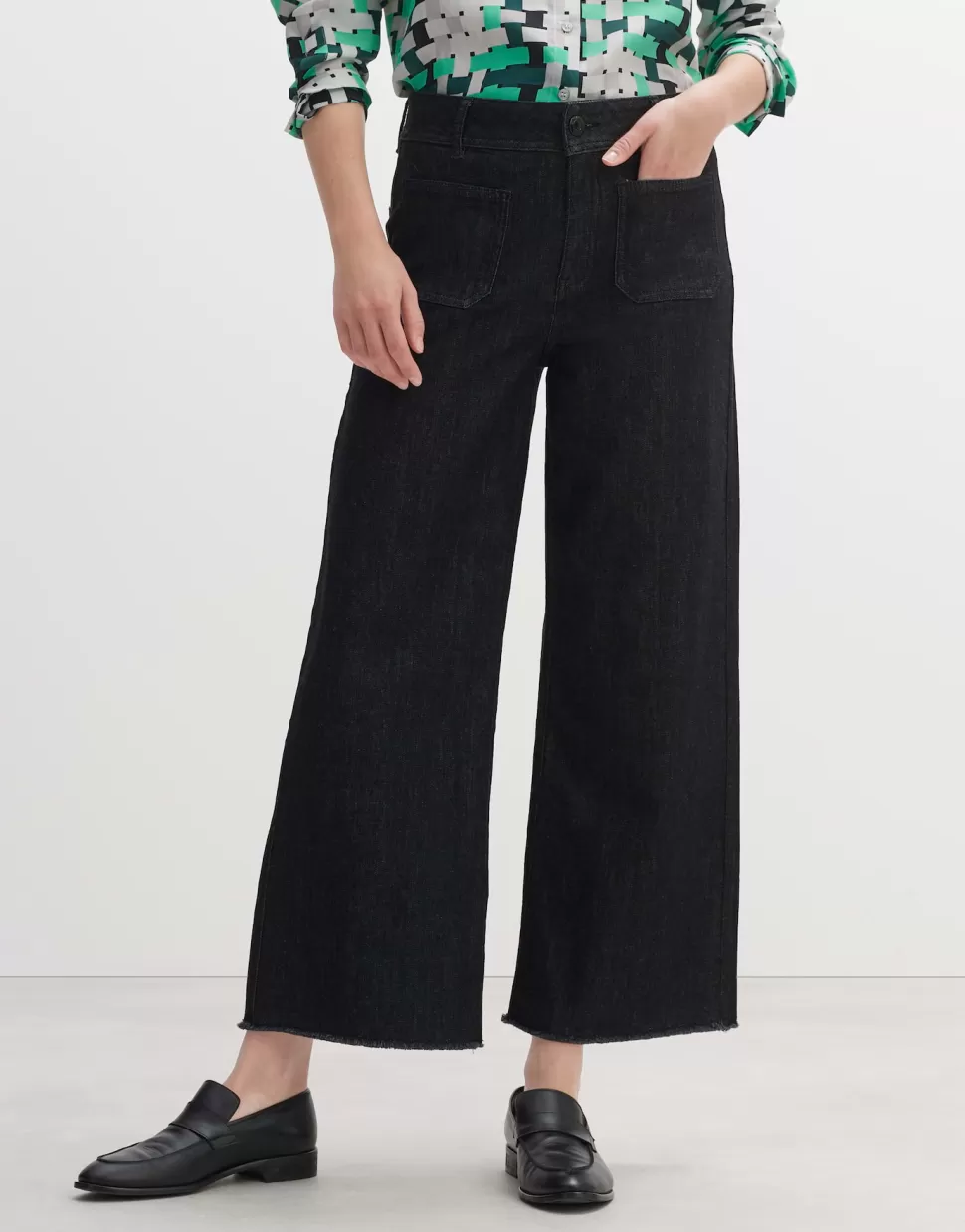 OPUS Fashion Jeans | Cropped Wide Jeans Macona Black Deep Black