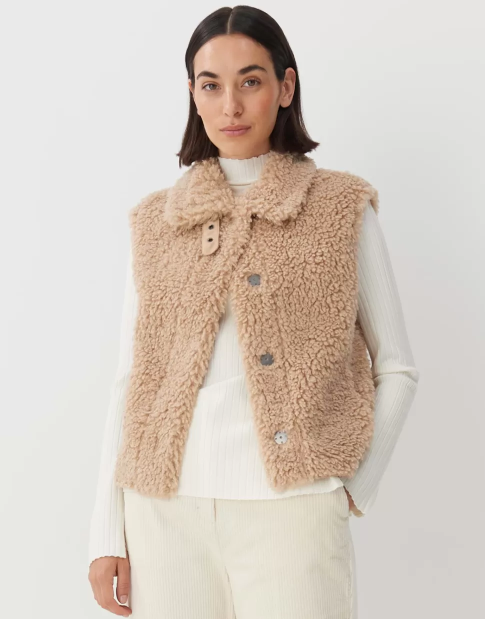 Someday Blazer Vesten | Faux-Fur Bodywarmer Vairy Cashmere Cream Melange