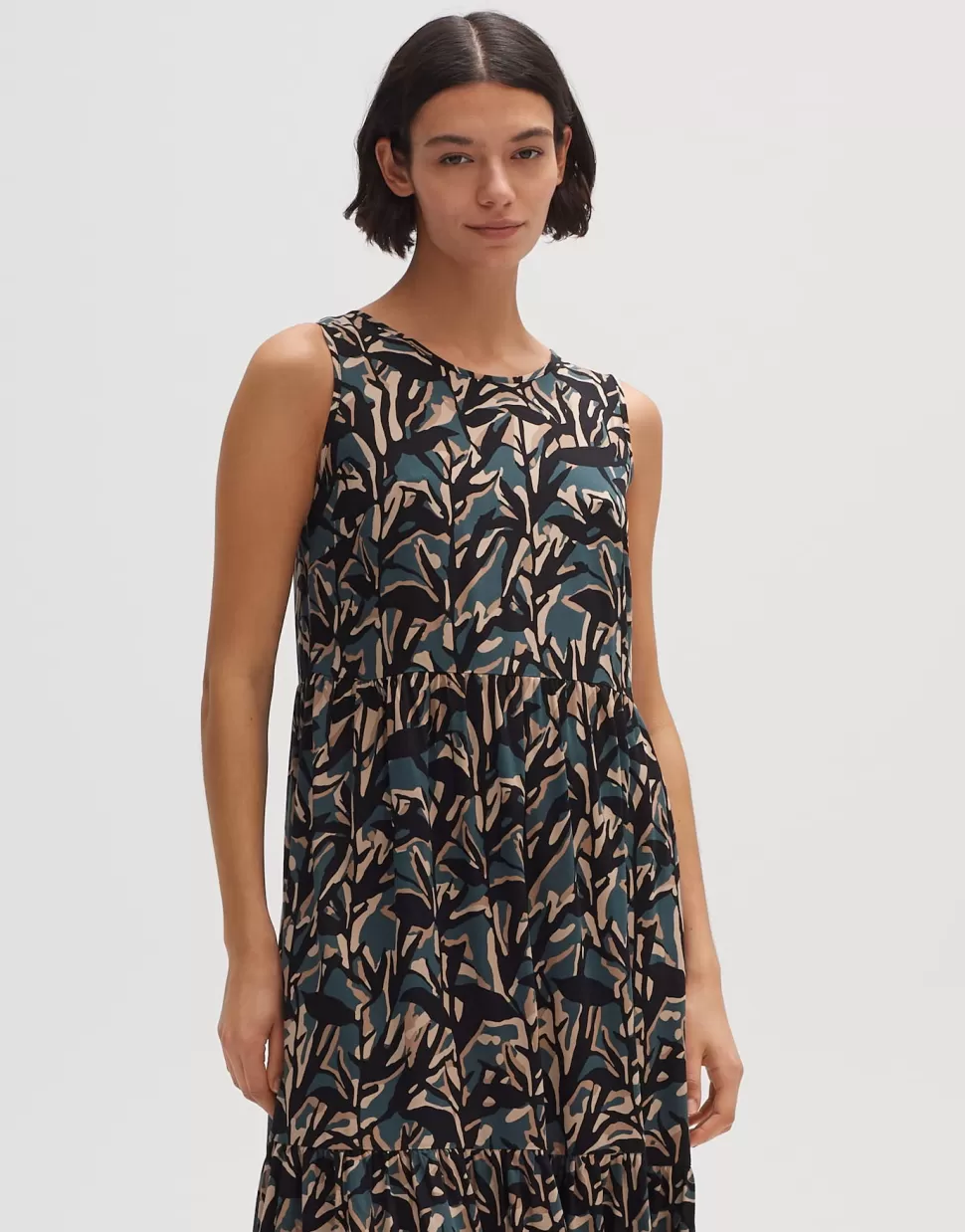 OPUS Fashion Jurken Rokken | Jurk Met Print Worta Shadow Deep Teal