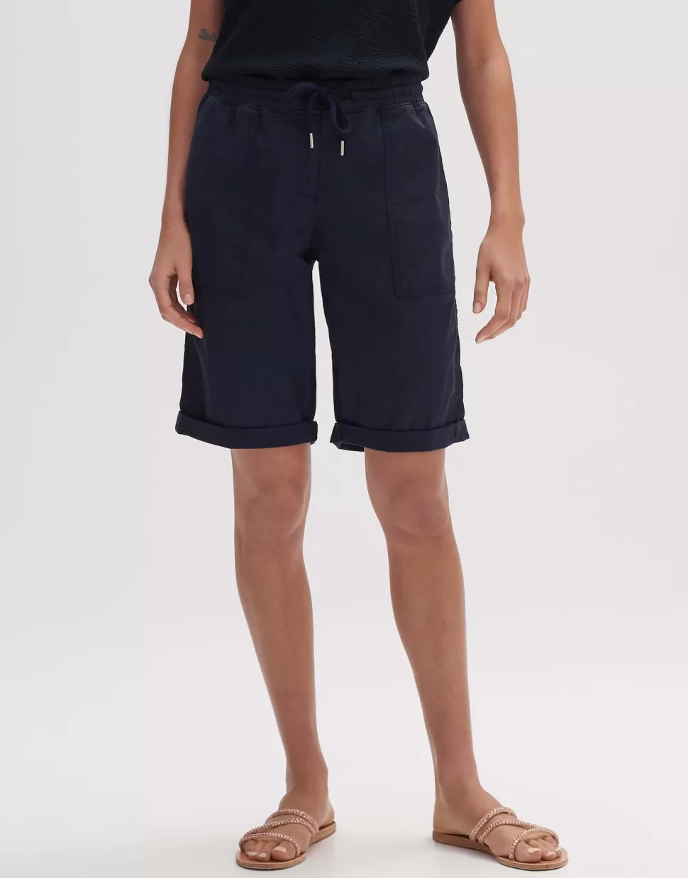 OPUS Fashion Broeken | Short Melvita Shorts Solid Coal Blue