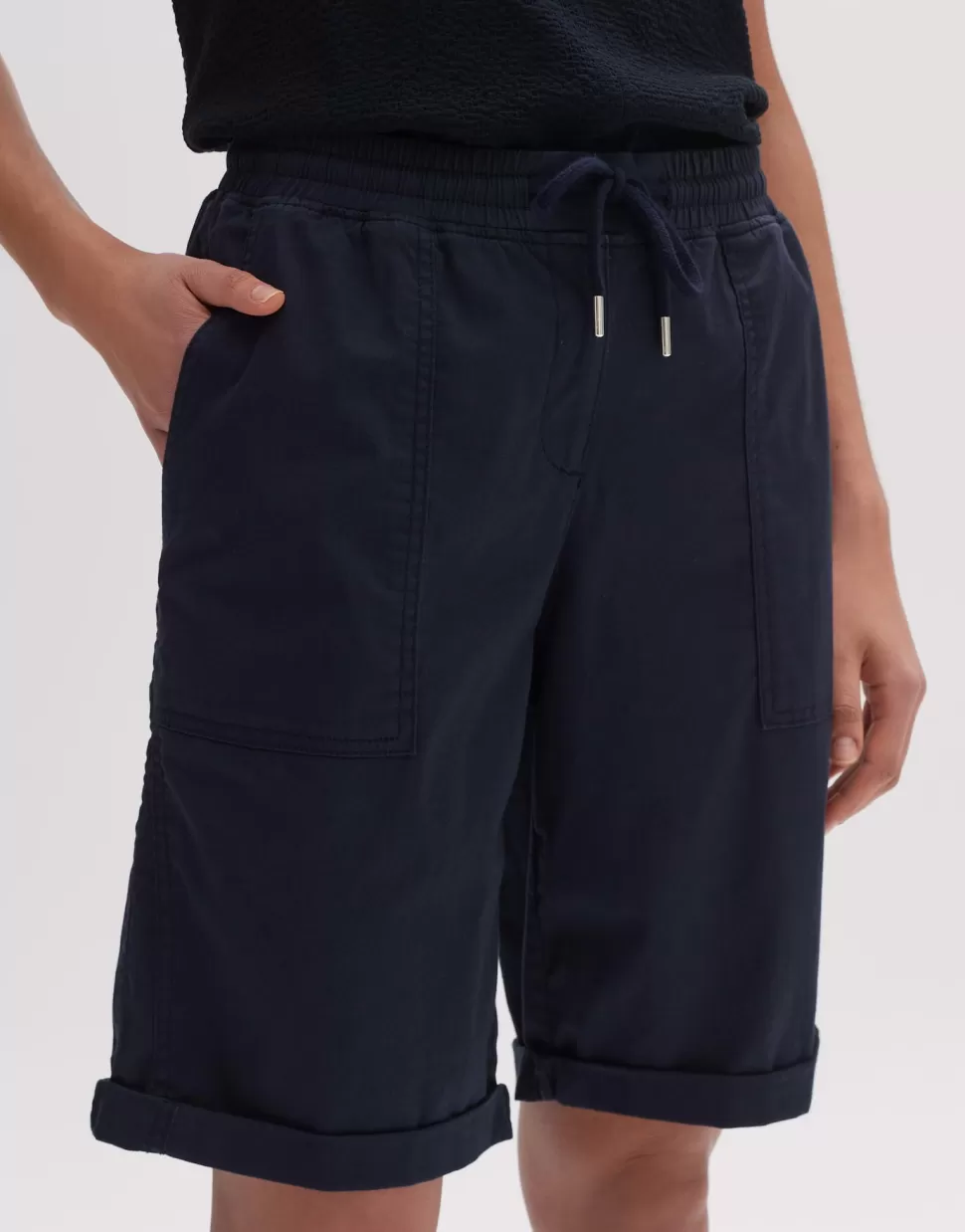 OPUS Fashion Broeken | Short Melvita Shorts Solid Coal Blue