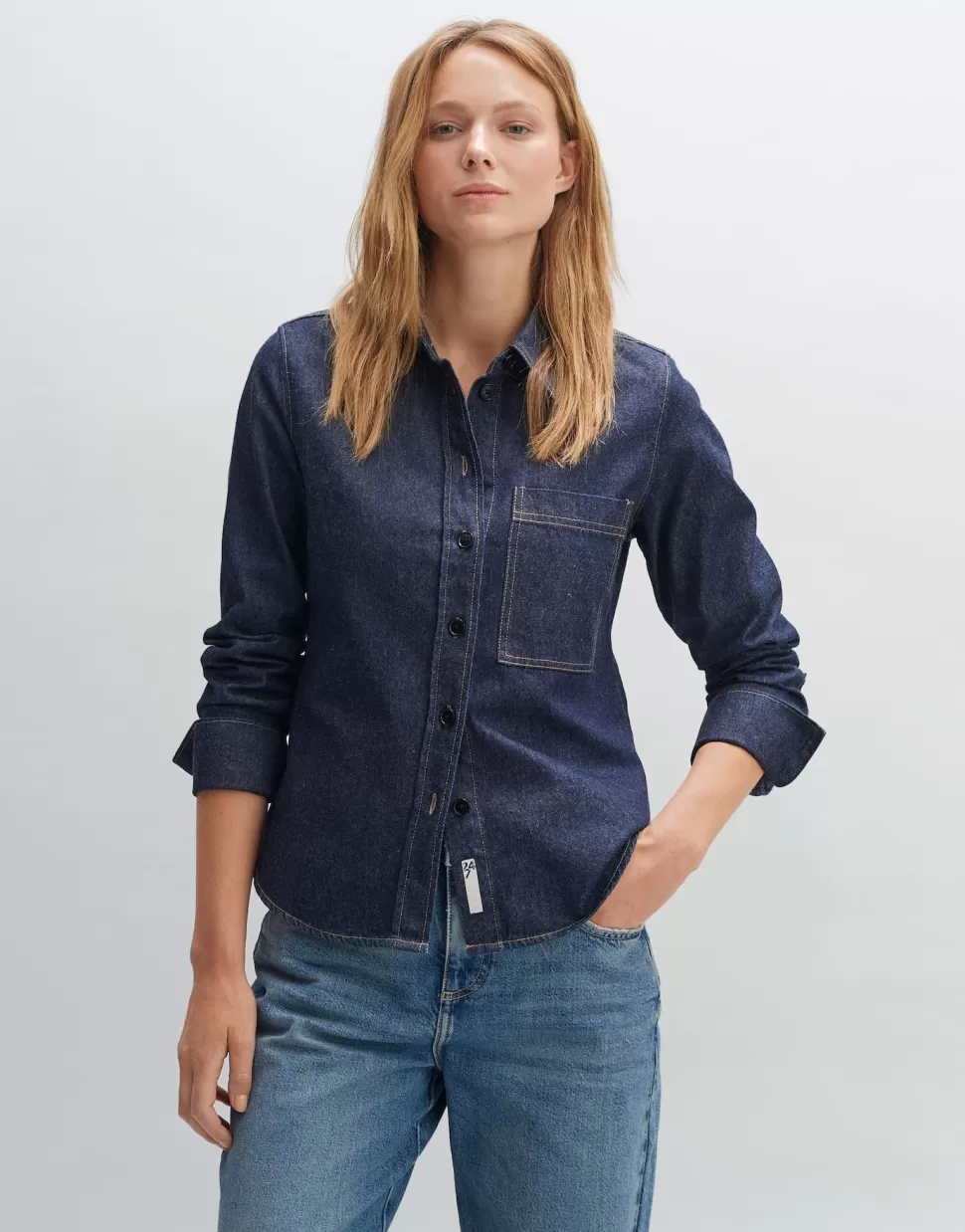 OPUS Fashion Blouses | Spijkerblouse Famalia Washed Night Blue