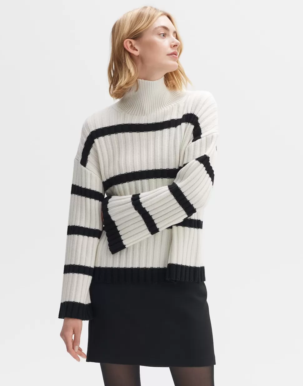 OPUS Fashion Gebreide Items | Wollen Trui Pory Stripe Milk