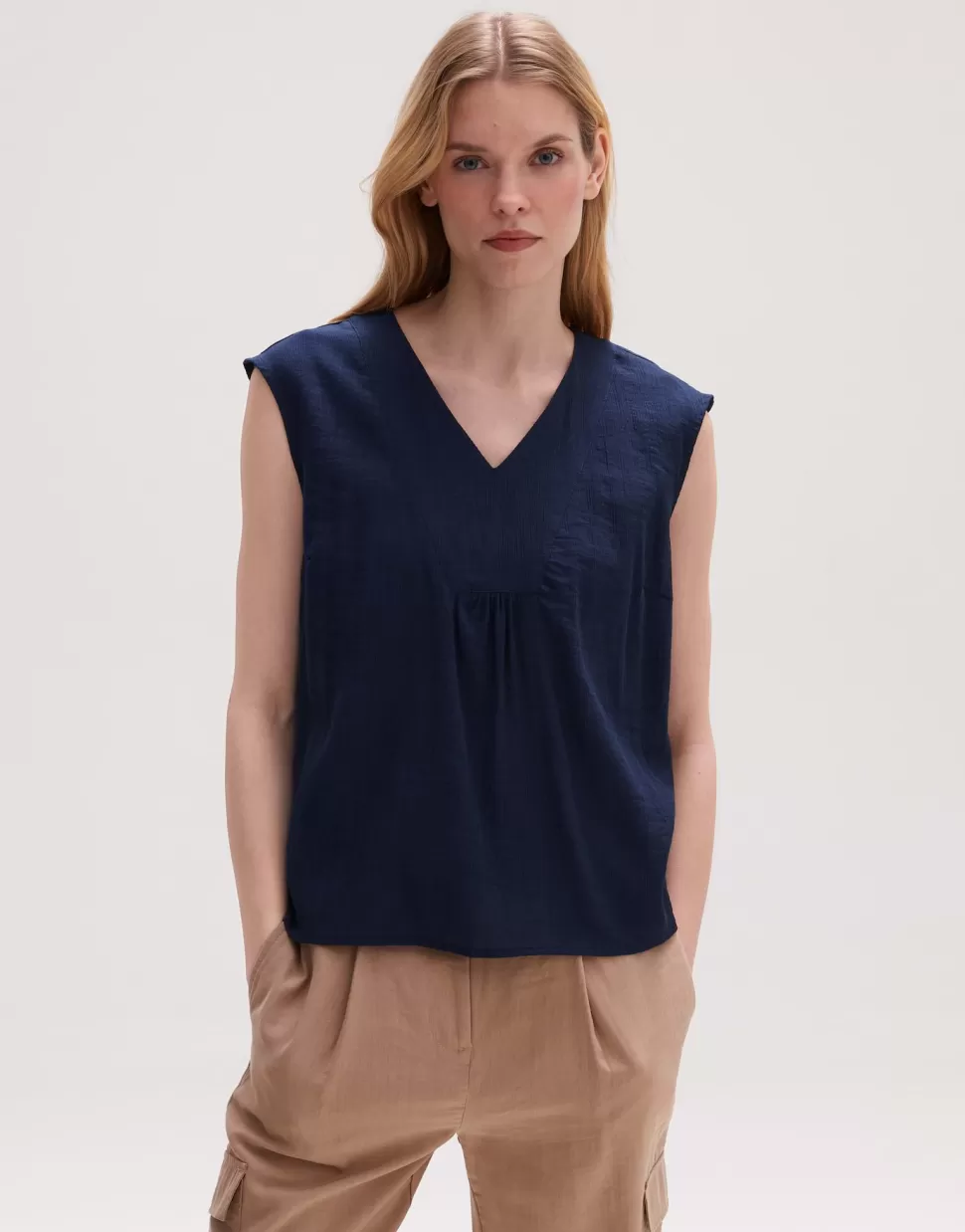 OPUS Fashion Blouses | Zomerblouse Farani Crepe Coal Blue